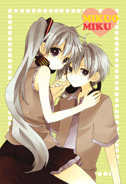 hatsune miku and hatsune mikuo (vocaloid) drawn by anzu_(o6v6o)