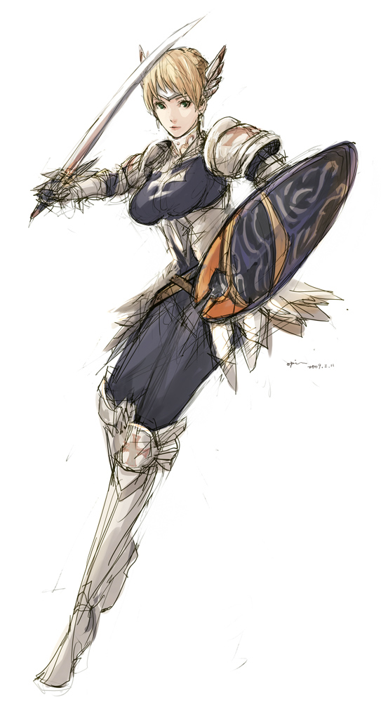 warrior (fantasy earth zero and 1 more) drawn by opiu
