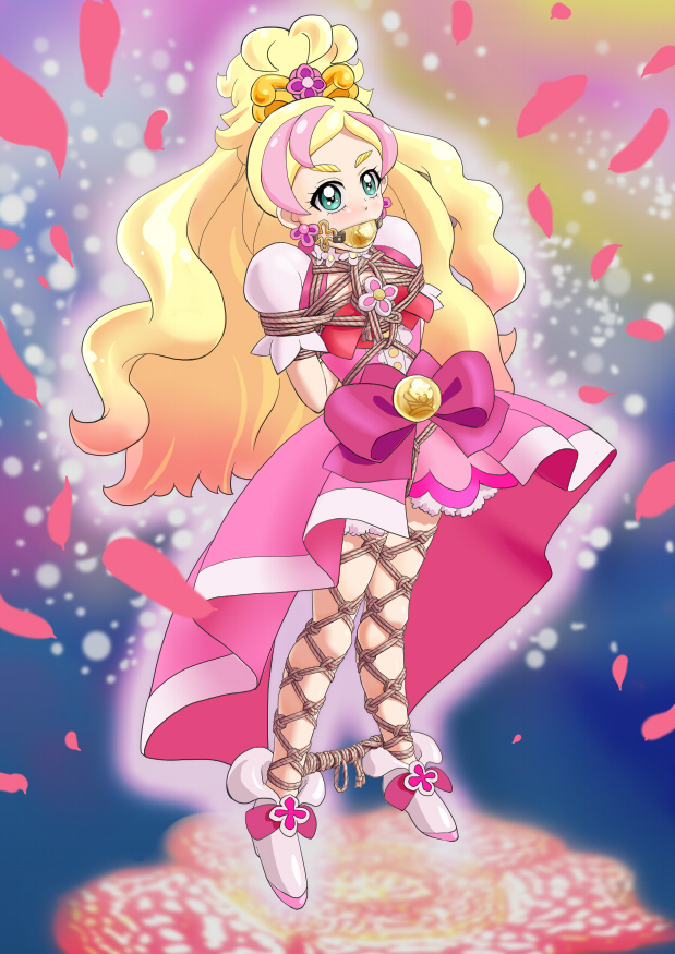 haruno haruka and cure flora (precure and 1 more) drawn by kokujou_majin