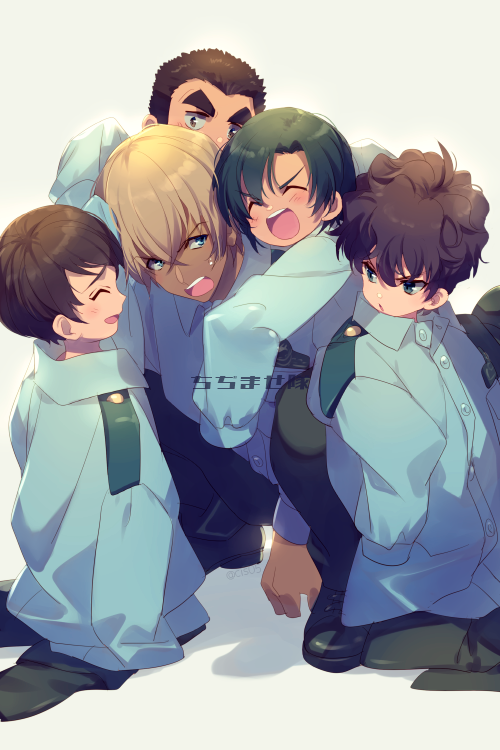 amuro tooru, scotch, matsuda jinpei, hagiwara kenji, and date wataru (meitantei conan) drawn by echo_(circa)