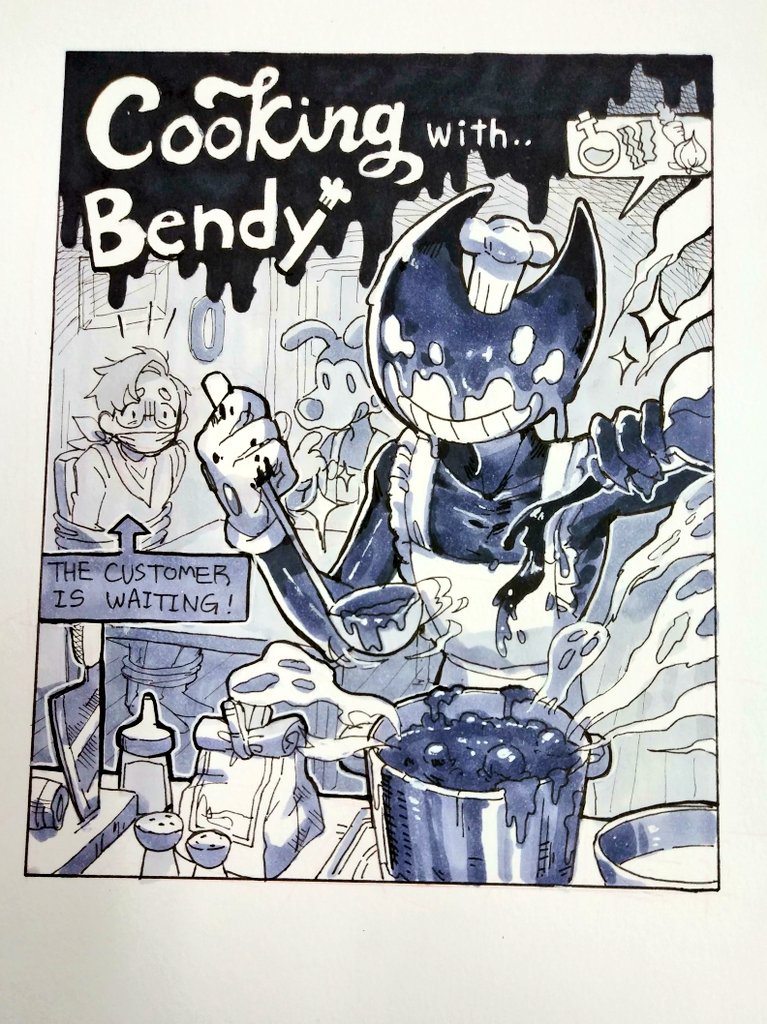 bendy and boris the wolf (bendy and the ink machine) drawn by toothpaste_dd