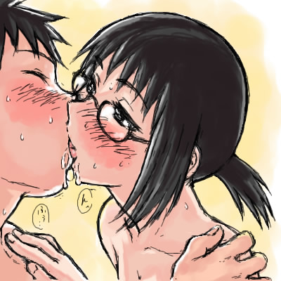 ogiue chika and sasahara kanji (genshiken) drawn by mori-soba