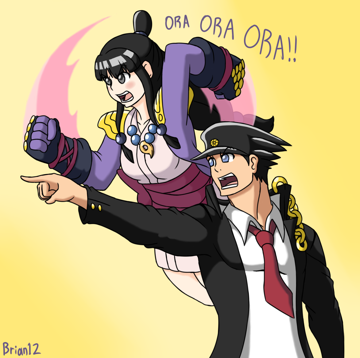 Kuujou Joutarou Star Platinum Naruhodou Ryuuichi And Ayasato