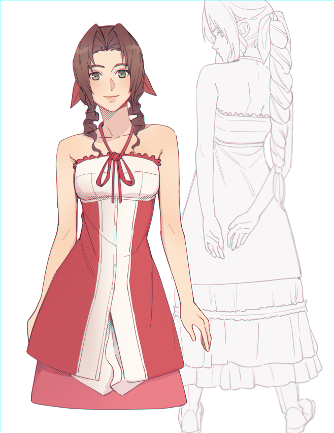 aerith gainsborough (final fantasy and 3 more) drawn by pudelmudel
