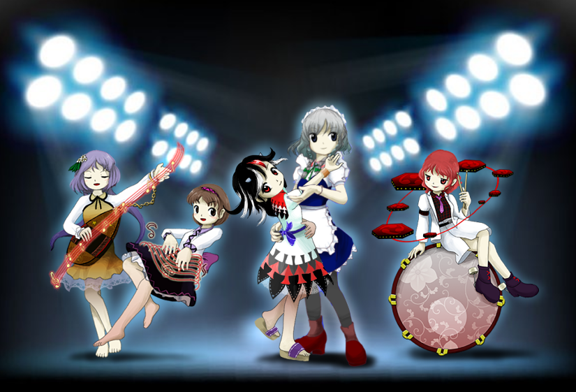 izayoi sakuya, kijin seija, horikawa raiko, tsukumo benben, and tsukumo yatsuhashi (touhou and 1 more) drawn by zun_(artist)