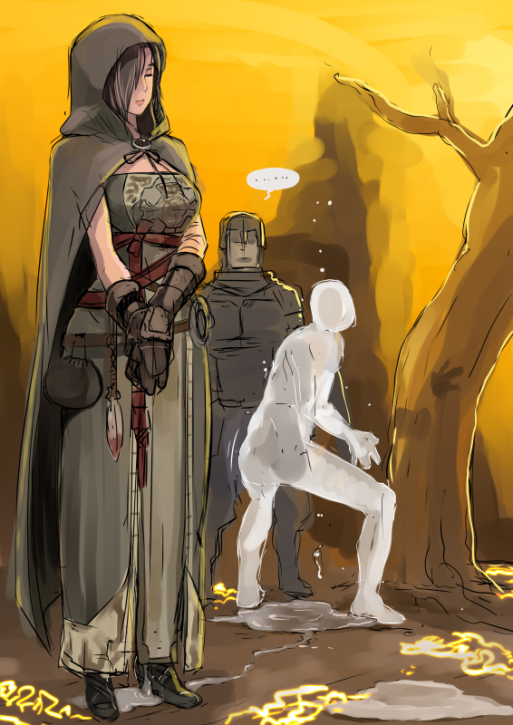 emerald herald and player phantom (dark souls and 1 more) drawn by butcha-u