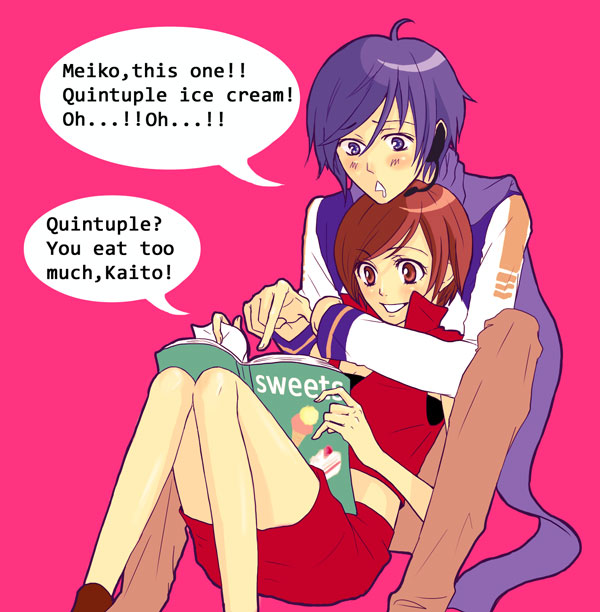 kaito and meiko (vocaloid) drawn by yunomi_(yunomi_imonuy)