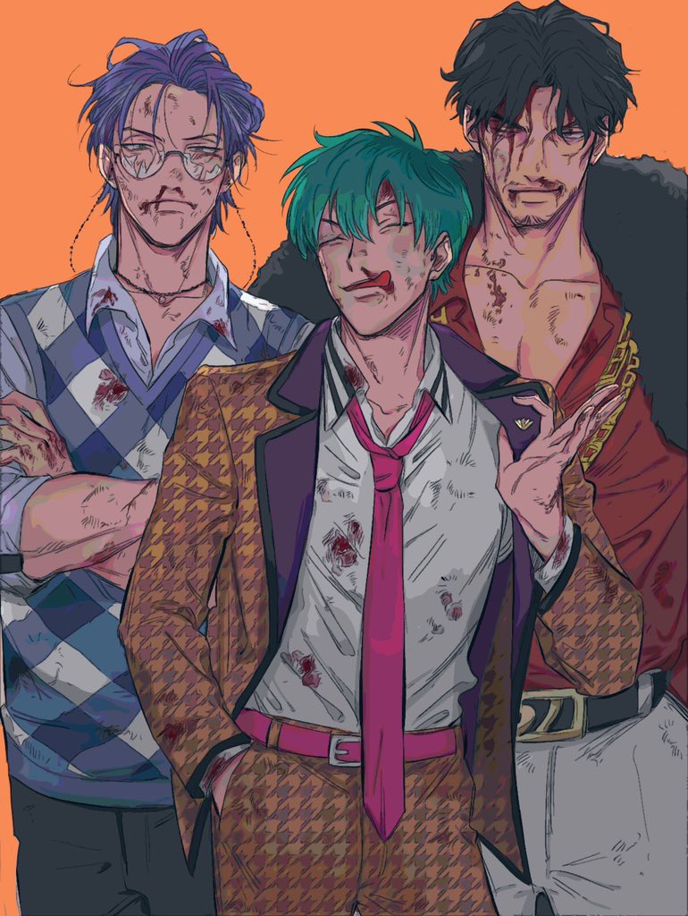 nurude sasara, amayado rei, and tsutsujimori rosho (hypnosis mic) drawn by x09cc