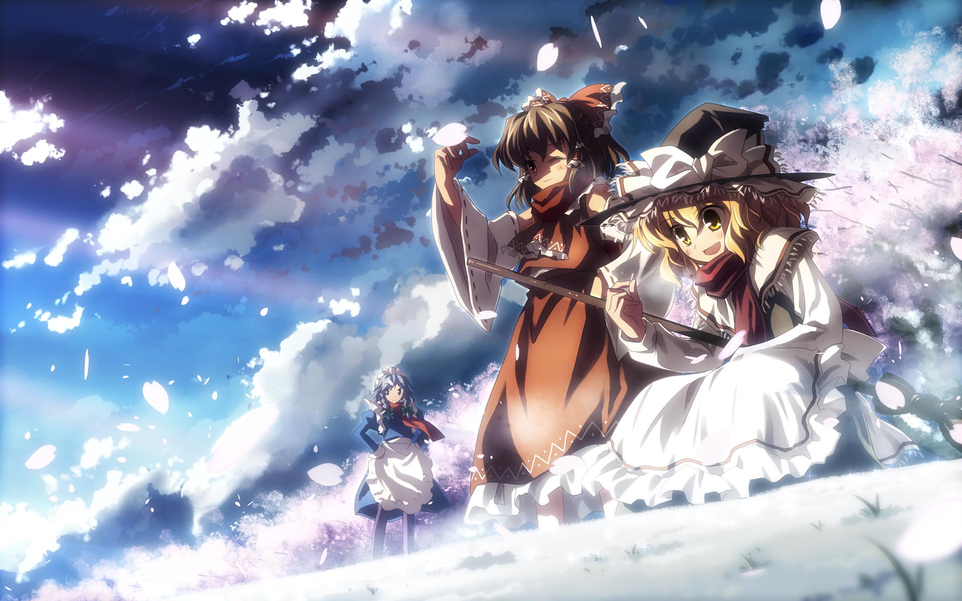 Hakurei Reimu Kirisame Marisa And Izayoi Sakuya Touhou And 1 More Drawn By Yuuki Tatsuya Danbooru