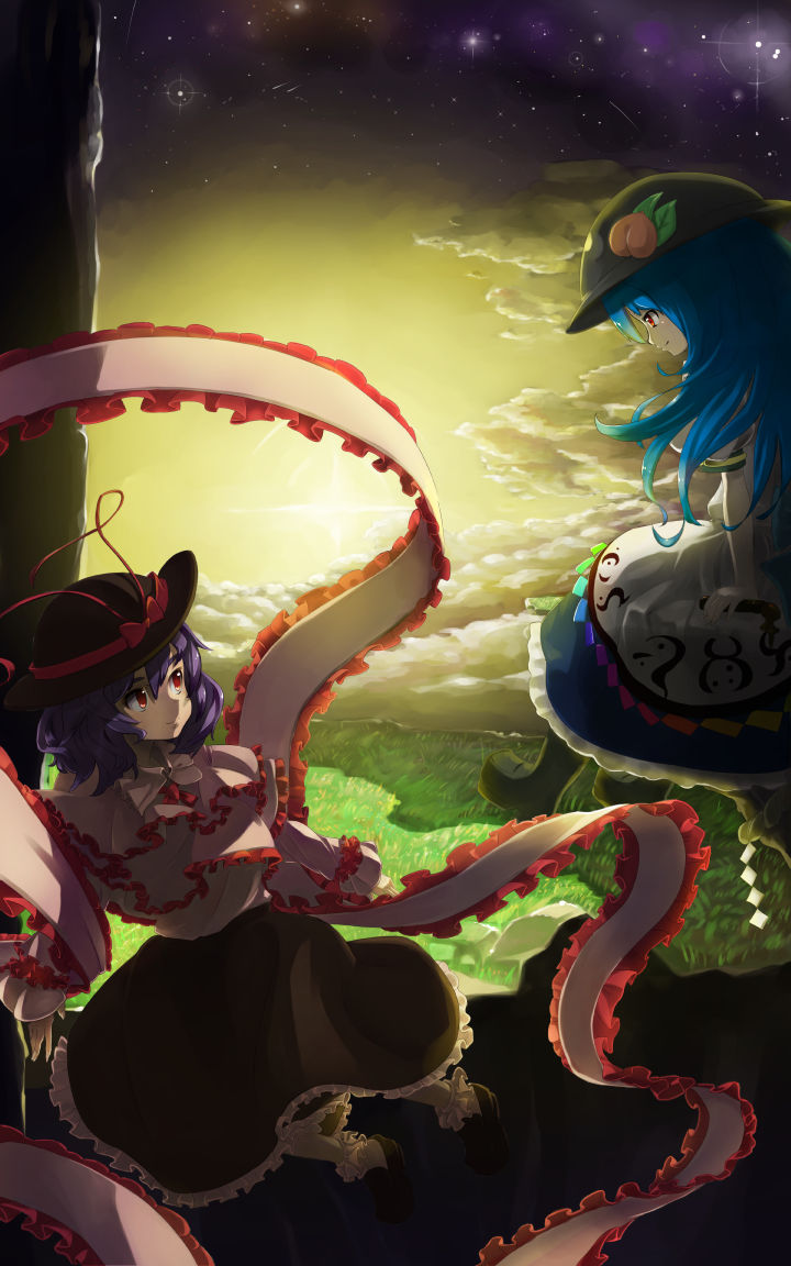 hinanawi tenshi and nagae iku (touhou) drawn by piyodesu