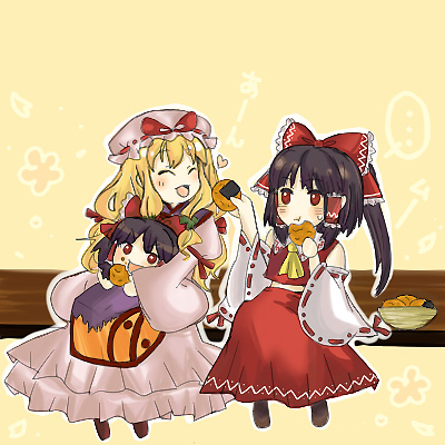hakurei reimu and yakumo yukari (touhou) drawn by hana_sumi