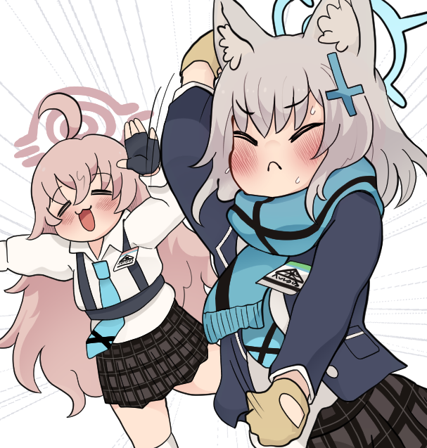 shiroko and hoshino (blue archive and 1 more) drawn by kokoyashi