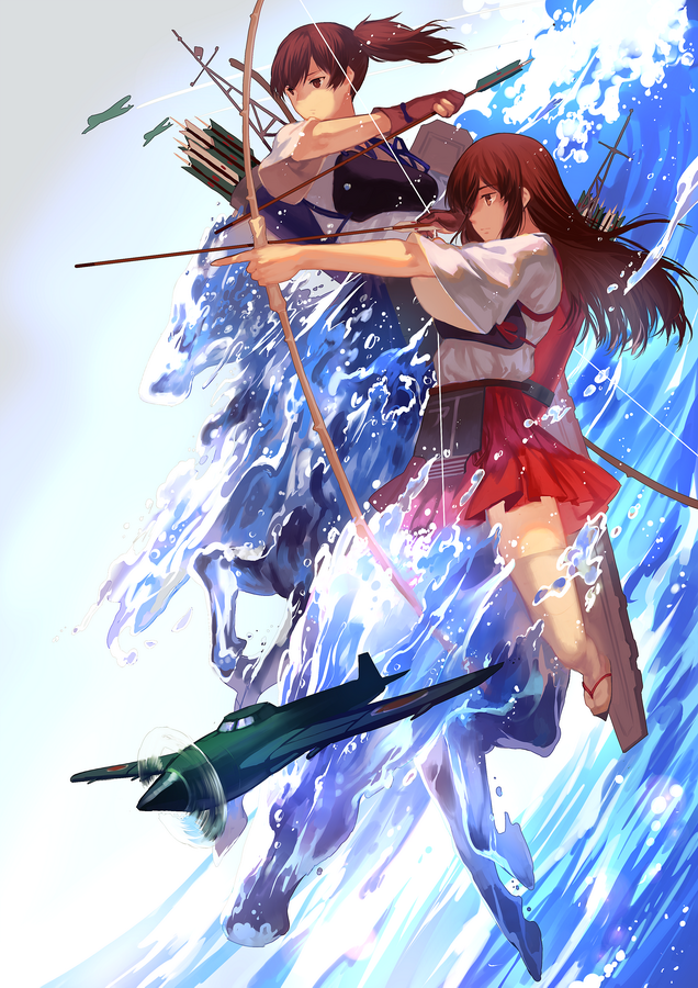 kaga and akagi (kantai collection) drawn by joseph_lee