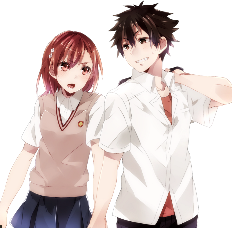misaka mikoto and kamijou touma (toaru majutsu no index and 1 more) drawn by noda_(yncoon)