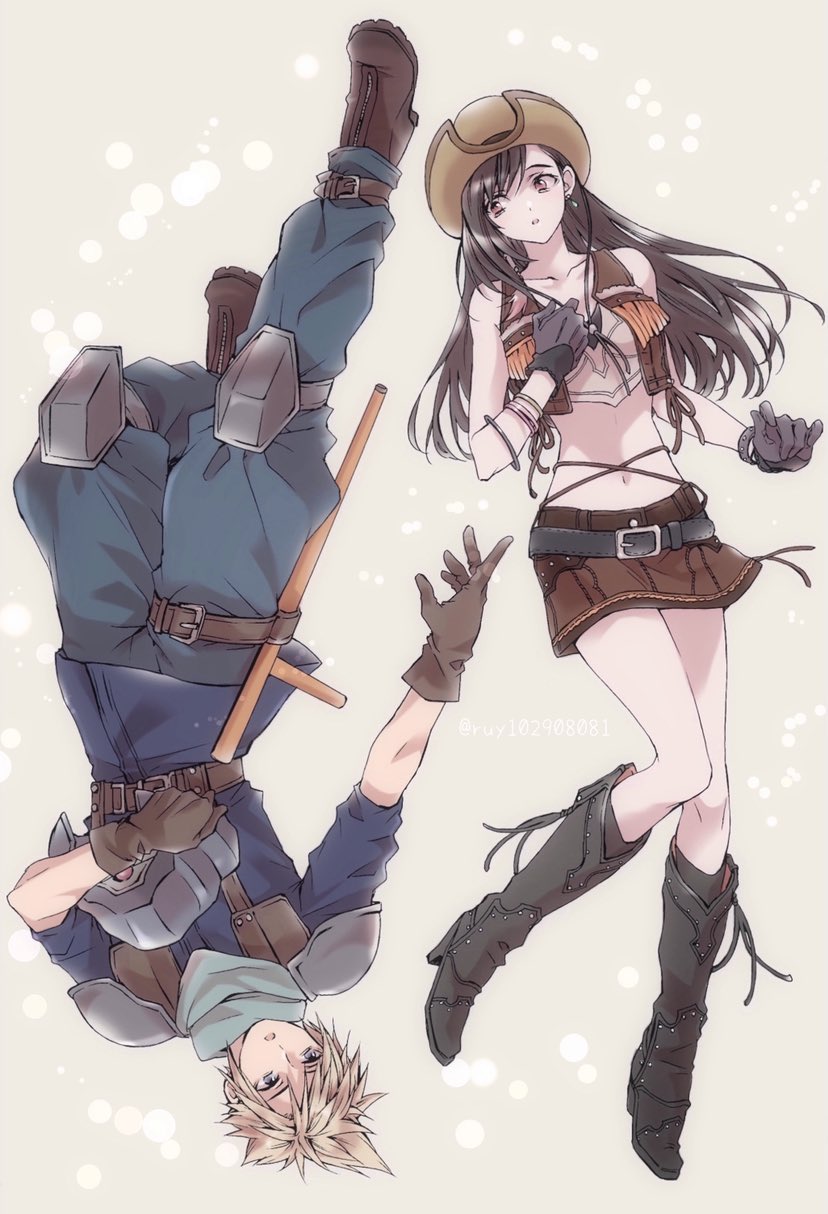 tifa lockhart and cloud strife (final fantasy and 2 more) drawn by ruy