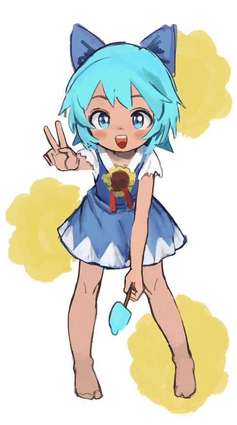 cirno and tanned cirno (touhou and 1 more) drawn by oreoppi