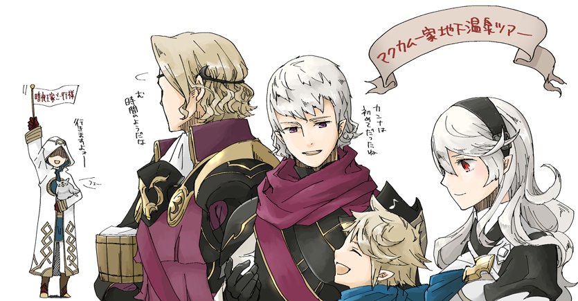 female corrin, kiran, santa claus, xander, feh, and 2 more (fire emblem and 2 more) drawn by robaco