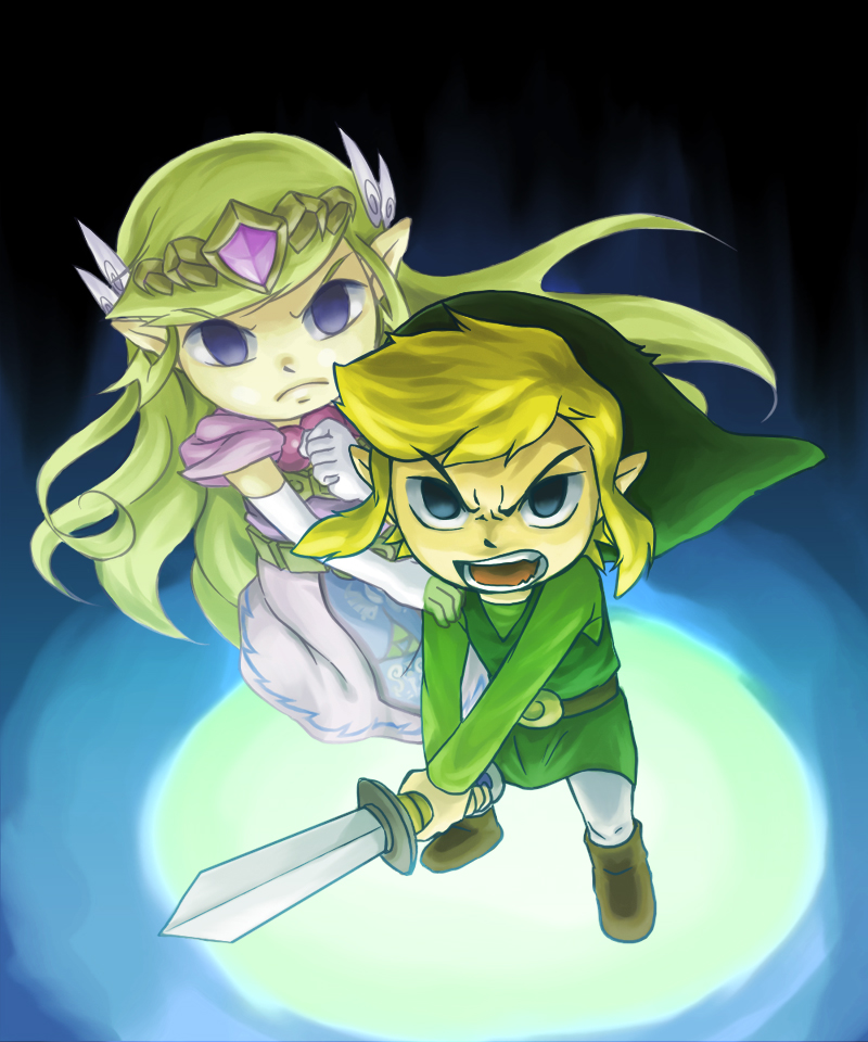 link, princess zelda, toon link, and toon zelda (the legend of zelda and 1 more) drawn by saiba_(henrietta)