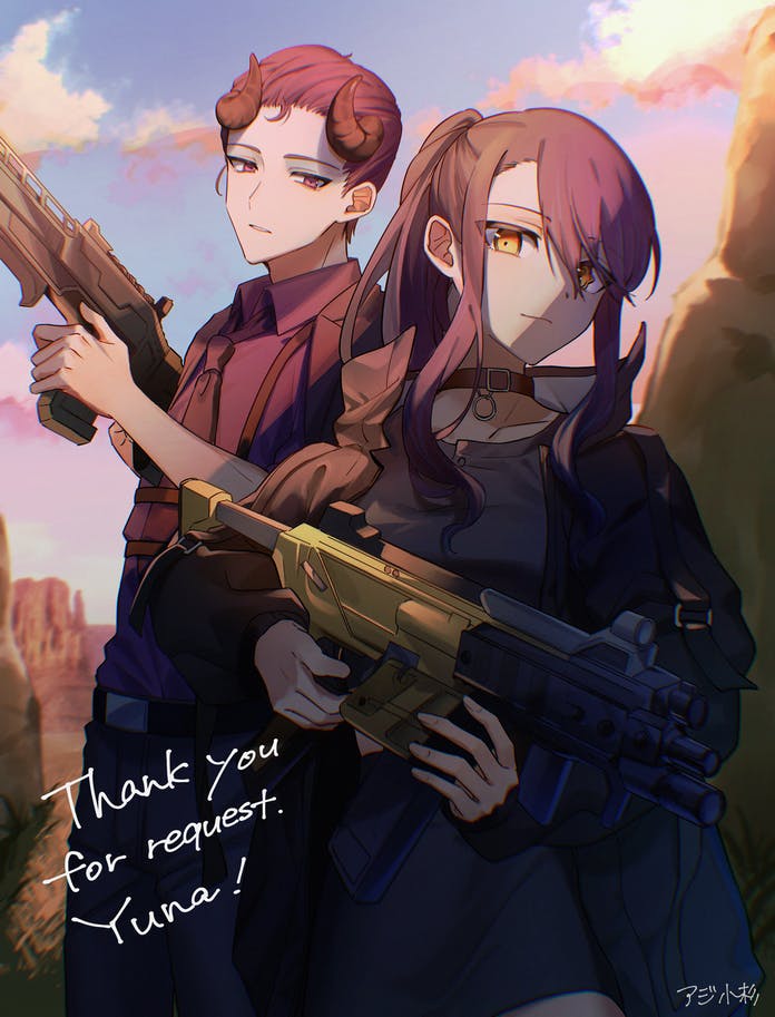 byeol yuna and shades fortuna (indie virtual youtuber and 1 more) drawn by aji_kosugi