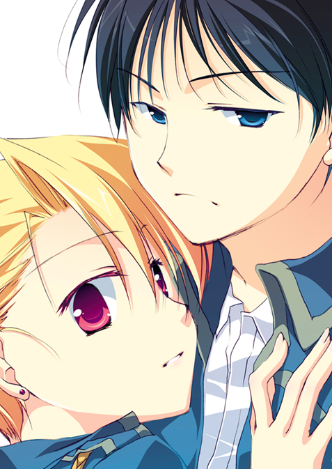 riza hawkeye and roy mustang (fullmetal alchemist) drawn by motomiya_mitsuki