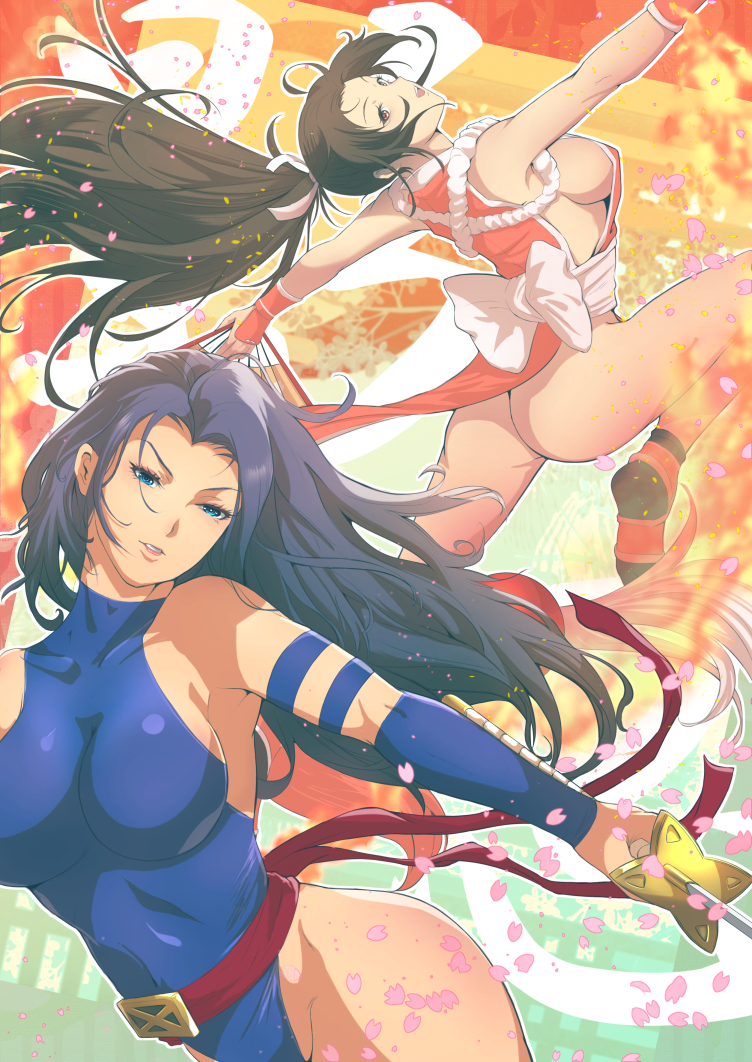 shiranui mai and psylocke (marvel and 4 more) drawn by okazuwa_shake