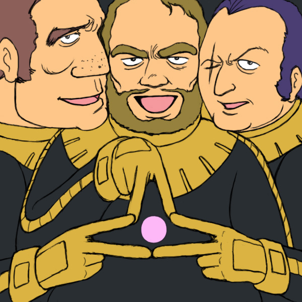 dom, black tri-stars, gaia, ortega, and mash (gundam and 1 more) drawn by hiki_shimeriro