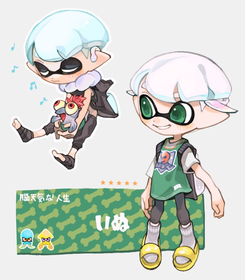 inkling player character, inkling boy, and smallfry (splatoon and 1 more) drawn by spl8ya