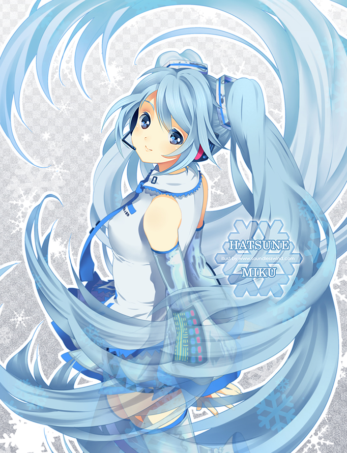 hatsune miku and yuki miku (vocaloid) drawn by kaze-hime
