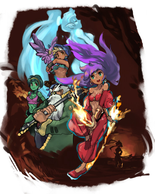 shantae, rottytops, risky boots, sky, uncle mimic, and 1 more (shantae) drawn by adovo