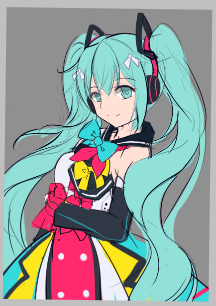 hatsune miku and magical mirai miku (vocaloid and 1 more) drawn by qingye_ling