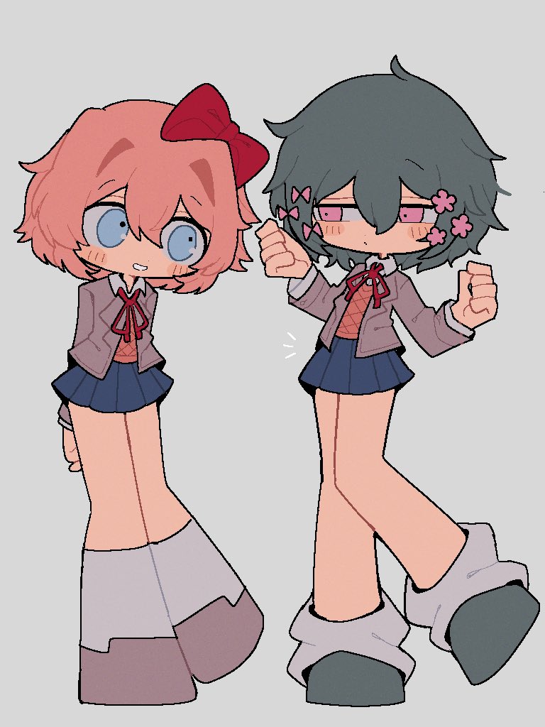 sayori and kurari-chan (doki doki literature club and 1 more) drawn by shiba_inu_(j1piwzrj8xdzywk)
