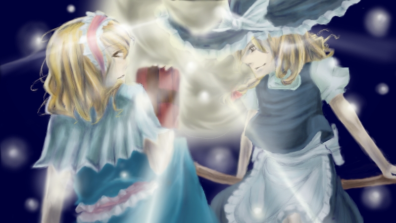 kirisame marisa and alice margatroid (touhou) drawn by gyoh