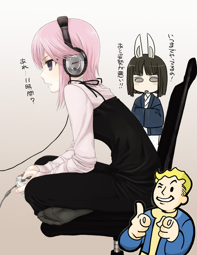 vault boy, asuka, and murmeltier (fallout and 2 more) drawn by takanashi