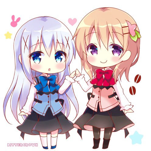kafuu chino and hoto cocoa (gochuumon wa usagi desu ka?) drawn by bitter_crown