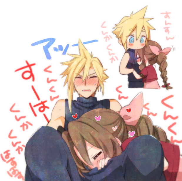 cloud strife and aerith gainsborough (final fantasy and 1 more) drawn by krudears