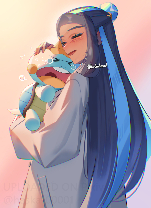 nessa and chewtle (pokemon and 1 more) drawn by haska_(user_gure4787)