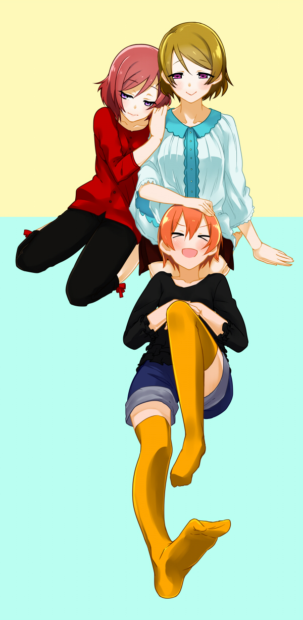 nishikino maki, hoshizora rin, and koizumi hanayo (love live! and 1 more) drawn by jin_(crocus)