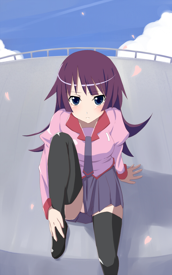 senjougahara hitagi (monogatari and 1 more) drawn by shiratori_serano