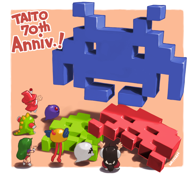 sayo, reika, bub, chack'n, ptolemy, and 2 more (space invaders and 6 more) drawn by kainan