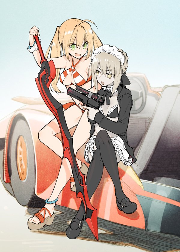 artoria pendragon, nero claudius, and saber alter (fate and 1 more) drawn by nakatani_nio