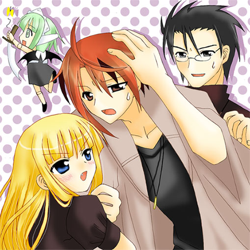 evangeline a.k. mcdowell, chachazero, nagi springfield, and konoe eishun (mahou sensei negima!)