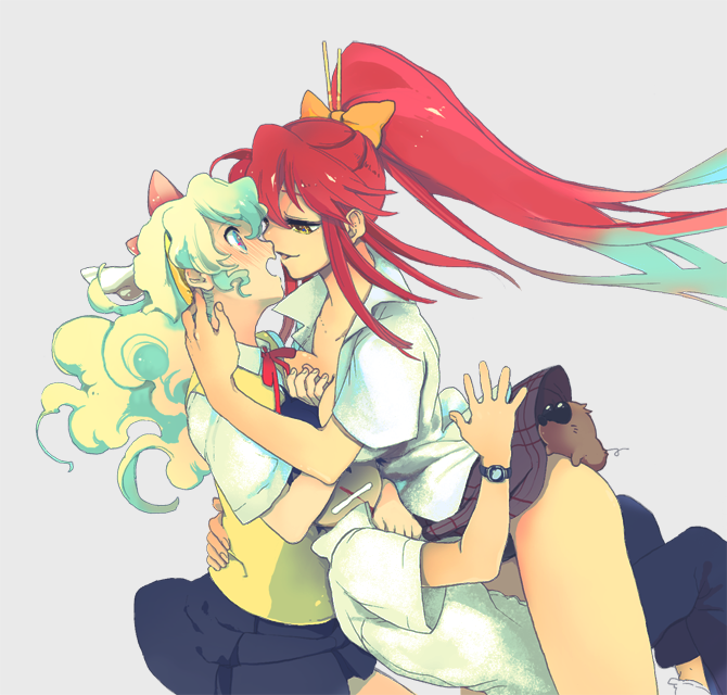 yoko littner, nia teppelin, simon, and boota (tengen toppa gurren lagann) drawn by kanke_(yonkuma)