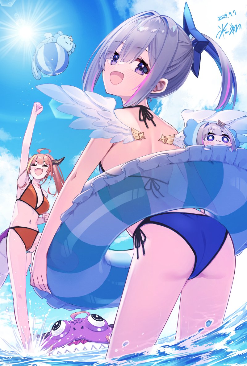 amane kanata, kiryu coco, and upao (hololive) drawn by hikawa_shou
