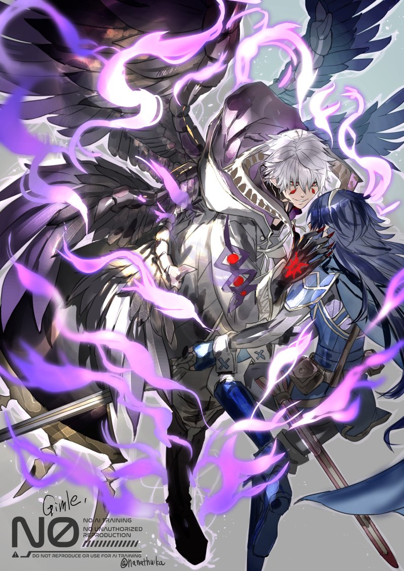 lucina and male robin (fire emblem and 2 more) drawn by nanathuika