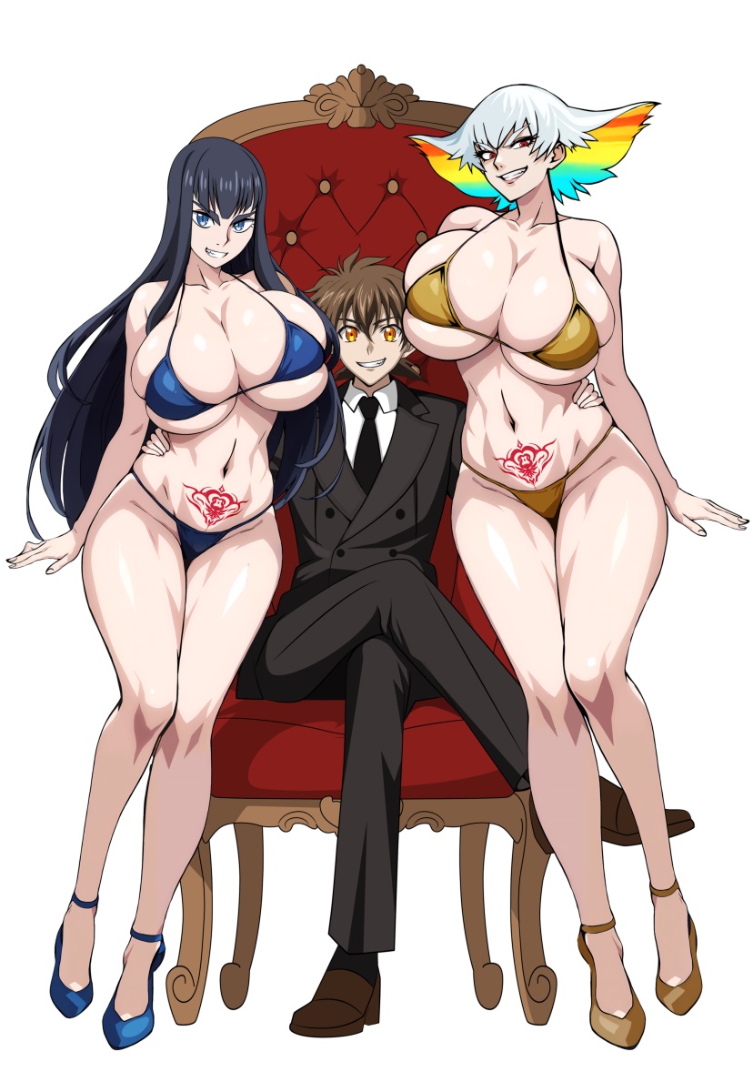 kiryuuin satsuki, kiryuuin ragyou, and hyoudou issei (kill la kill and 1 more) drawn by yxyyxy