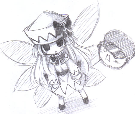 lily white and kedama (touhou) drawn by vu_(oyavun)