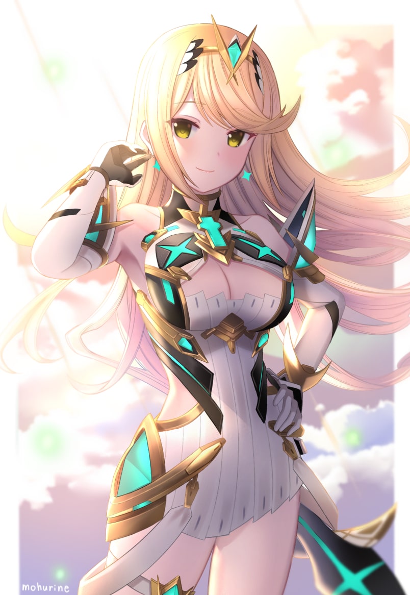mythra (xenoblade chronicles and 1 more) drawn by mohurine_cute