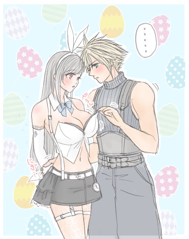 tifa lockhart and cloud strife (final fantasy and 2 more) drawn by apfelschorle777