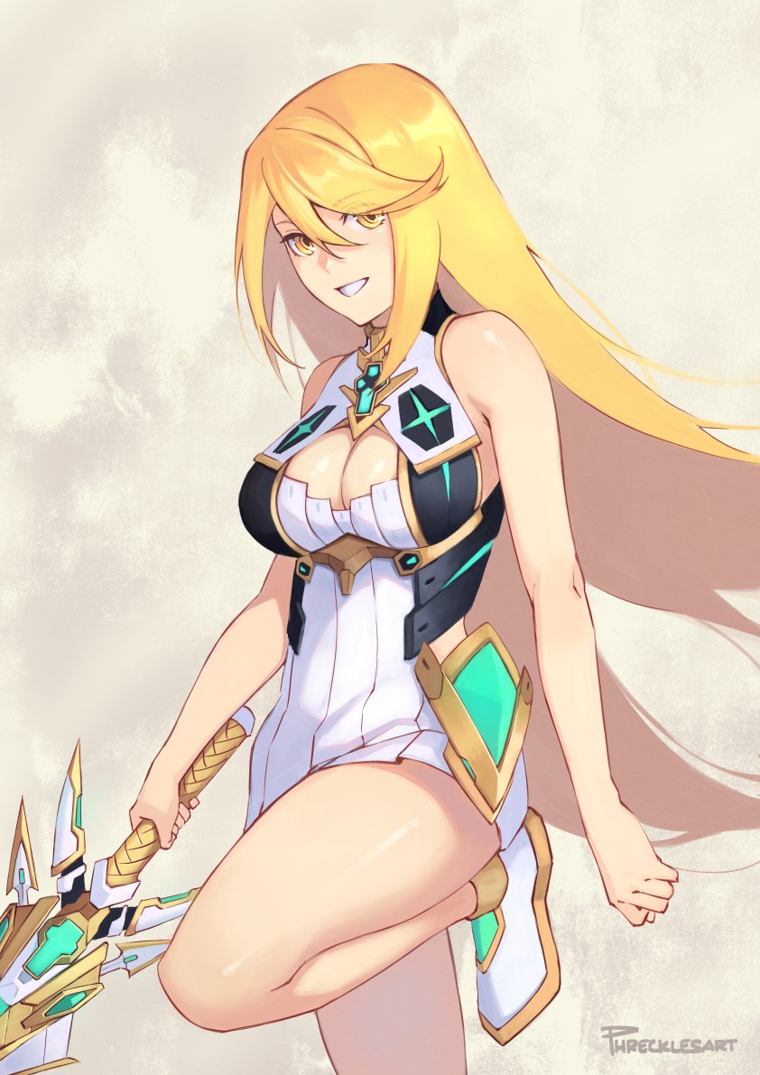 mythra (xenoblade chronicles and 1 more) drawn by phrecklesart