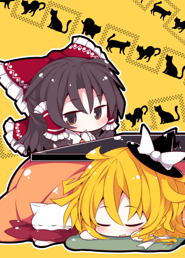hakurei reimu and kirisame marisa (touhou) drawn by beni_shake
